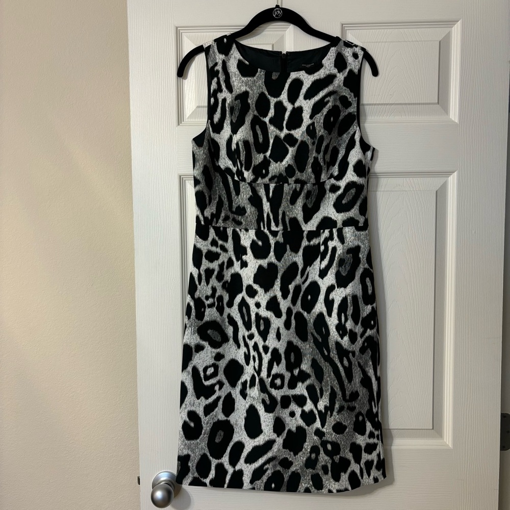 Ann Taylor Black and Silver Animal Print Sheath Dress